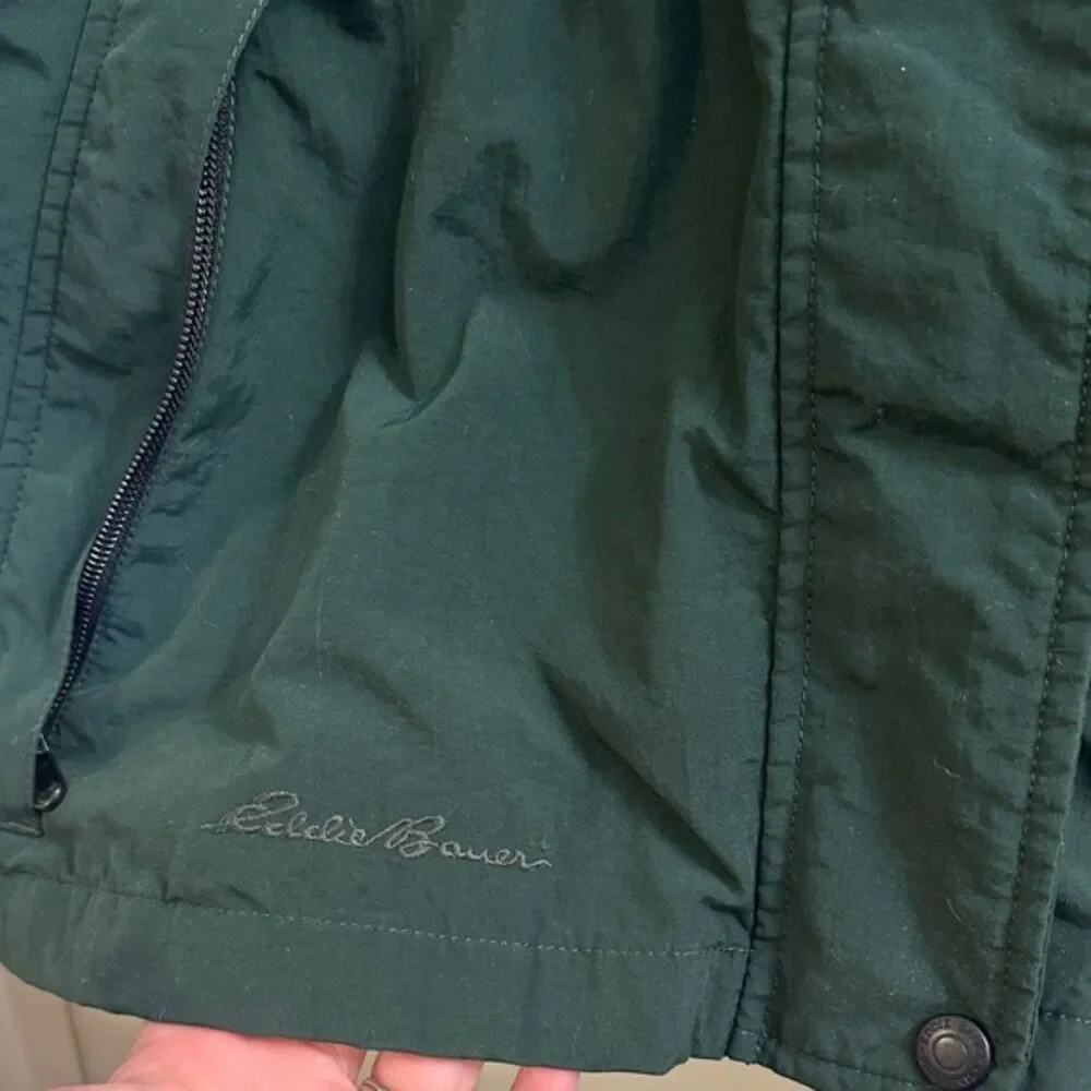 Eddie Bauer Chore Coat Womens XS Hooded Zip Outdoor Ski Barn Fleece Lined Green